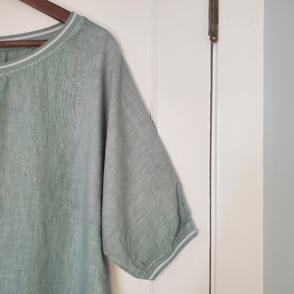 Terzo Millennio Linen Top – Size L – Seafoam Green - Picture 2 of 5